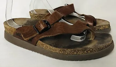 Mephisto Helen Women's Thong Sandals Sz 7/38 Brown Leather Adjustable Strap • $39.99