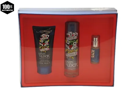 ED Hardy Love & Luck -Love Is A Gamble 3 PC-1.7oz EDT Sp+.25 EDT Sp+3.0oz HBWash • $34.99