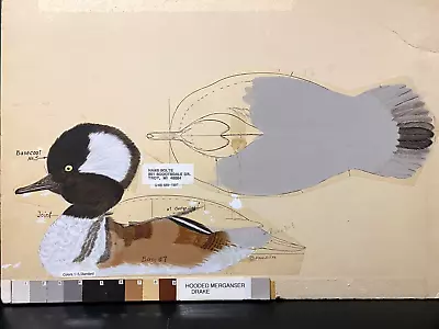 Orig. Master Paint Palette Chart For Hooded Merganser Duck Decoy By Hans Bolte • $195