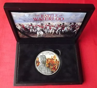 2015 Guernsey Duke Of Wellington Battle Of Waterloo 5 Oz Silver Proof Box & COA • £170