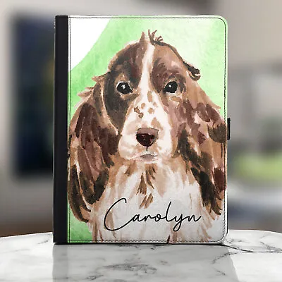 Personalised Initial Case For IPad 10/9/8/Pro/Mini Spaniel Dog PU Leather Cover • £24.99