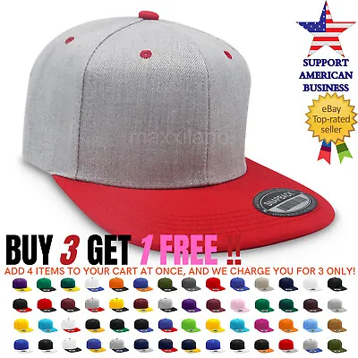 Snapback Hat Solid Baseball Cap For Men Plain Adjustable Blank Hats Lot Classic • $4.45