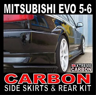 Carbon Side Skirts Rear Bumper Extensions Set Fits Mitsubishi Evo EVOLUTION 5 6  • $680.73