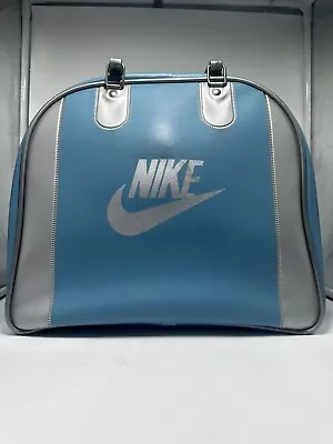 Vintage 80s 1980s Nike Swoosh Logo Bowling Ball Bag Inside Rack Blue Silver Rare • $29.99