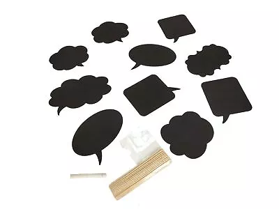 Set Of 10 Mini Chalkboard Place Cards With Chalk - Plaque Placecard Blackboard • £4.99