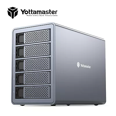 Yottamaster 5Bay USB C External Hard Drive Fr 2.5 /3.5  SATA HDD SSD 80TB 10Gbps • $239.99