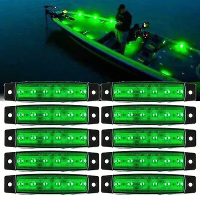 10 Pcs Marine Boat LED Deck Courtesy Lights Waterproof Green Stern Transom Light • $12.85