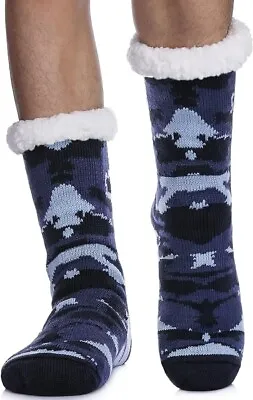 Men's Fuzzy Ripple Slipper Socks Super Soft Warm Fleece Lining  Stocking Stuffer • $8.99