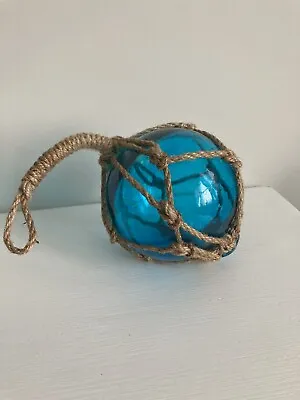 Turquoise Glass Buoy 10cm/4” Nautical Coastal Home Decor Ornament Gift • £7.99