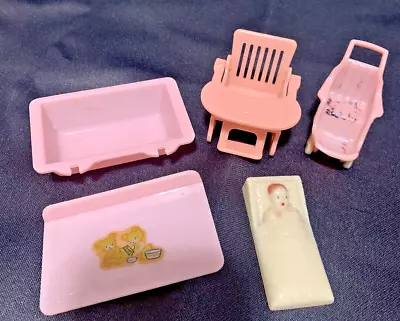 Vintage Renwal Dollys Bathinette Ideal Baby Stroller Highchair Doll Furniture • $5