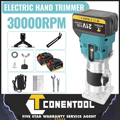 21V Cordless Hand Palm Router Trimmer Brushless Woodworking Laminate 2*Batteries • £53.99