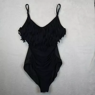 Magicsuit Women's 10 Fringe Blaire Tummy Control One-Piece Swimsuit Black • $34