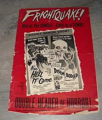 FROM HELL IT CAME & The DISEMBODIED PROMO HORROR MOVIE PRESSBOOK ALLISON HAYES • $16