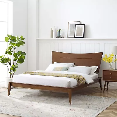 Modway Astra Wood Queen Platform Bed In Walnut • $464.71