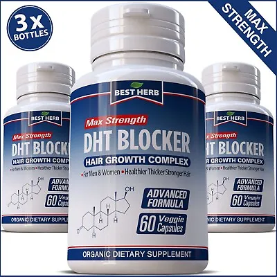 180 Pills Dht Blocker Herbal Hair Fast Growth Prevent Anti Loss Stimulate Fuller • $37.39