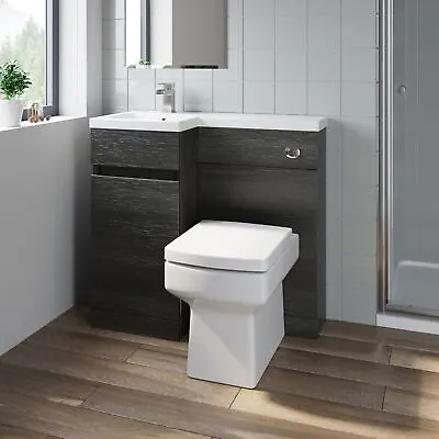 £388.97 • Buy Bathroom Vanity Unit Basin 900 Mm Toilet Combined Furniture Left Hand Charcoal
