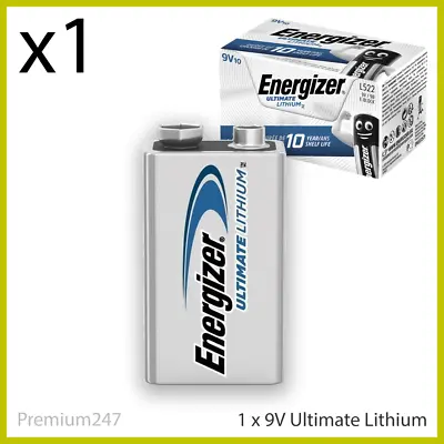 Energizer 9V PP3 ULTIMATE LITHIUM Battery 6LR61 MN1604 LR22 E-BLOCK LONG EXP • £9.09