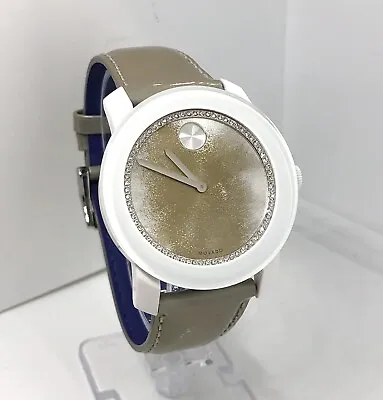 $300 • Buy Excellent MOVADO Bold Women's Watch 42mm 3600266 Gold Glitter Dial White Ceramic