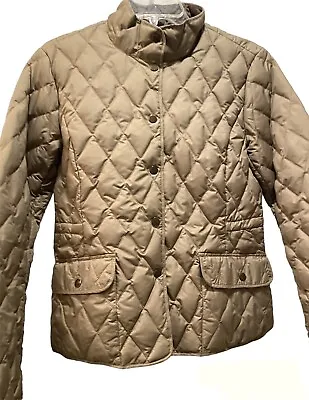 Womens Eddie Bauer Sz M Brown Goose Down Quilted Jacket EB550 Fill Power • $12.76