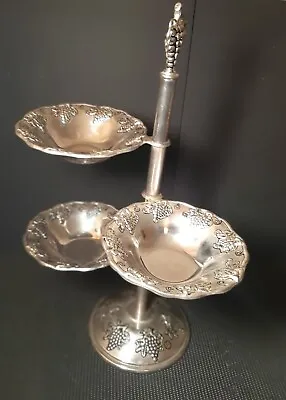 Vtg Godinger Silver Art 4 Tier Rotating Snacks Serving Tray MCM Grape Design • $16.90