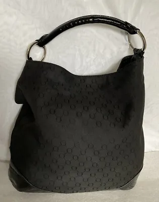$109 • Buy Large OROTON Black Leather/Canvas Hobo/Shoulder Bag / Handbag