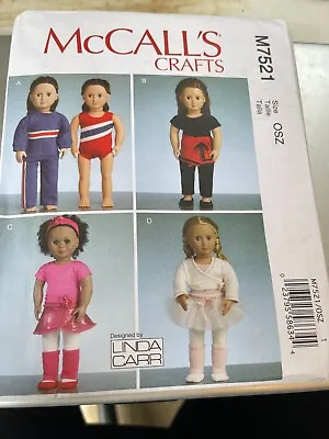 McCalls Crafts Pattern M7521 ~ 18  Athletic Doll Clothes: Gymnastics~Dance~More • $3.25