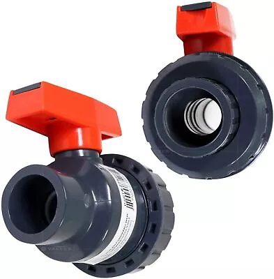 PVC Single Half Union Handle Ball Valve Solvent Connection 1/2 In-2-1/2 In USA • $7.99
