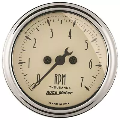 Auto Meter Tachometer Gauge 1897; Antique Beige 0 To 7000 RPM 2-1/16  Electrical • $182.33