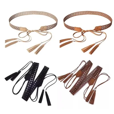 Women Skinny Belt Exquisite Western Tie Belt With Tassels Cowboy Style • £5.10