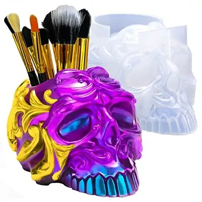 BSRESIN Resin Mold For Makeup Brush Holder Skull Decor Silicone Molds For Epoxy • $27.87