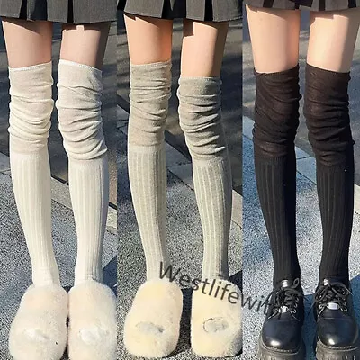 Ladies Stretch Over The Knee Socks Women Thigh High Extra Long Warm Socks Xmas • £4.59