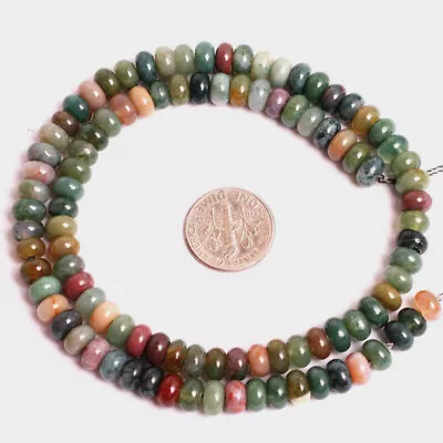 Rondelle Natural Indian Agate Spacer Beads For Jewelry Making 15  4x6mm • $8.79