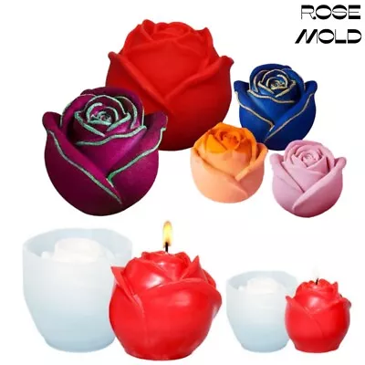 3D DIY Rose Candle Mold Silicone Aromatherapy Candle Making Wax Molds Soap Mould • £5.10