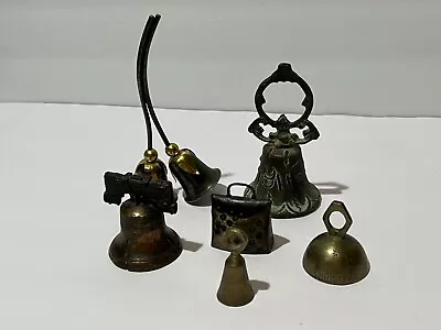 Vintage Lot Of 6 Bells Brass Antique Etched • $29.95