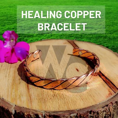 $31.72 • Buy Pure Copper Rose Gold Bangle/bracelet Arthritis Relief Twisted Fixed Two Magnets
