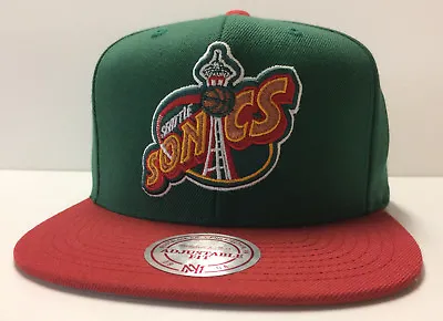 Seattle SuperSonics Mitchell & Ness NBA Snapback Hat XL Logo 2Tone Cap Sonics • $37.09