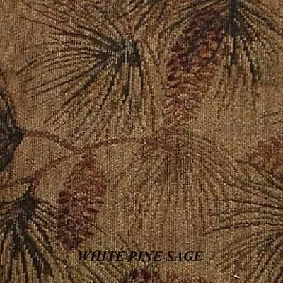 Upholstery Fabric Mountain Lodge Cabin White Pine Sage Branch Pinecone Furniture • $36.95