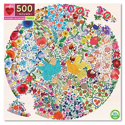 EeBoo: Blue Bird Yellow Bird - Round Puzzle (500pc Jigsaw) Board Game • $39.99