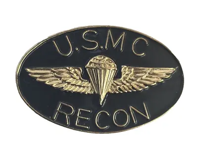 Marine Corps Lapel Pin U.S.M.C. RECON Gold Jump Wings On Black Background USMC • $11.95