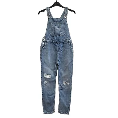 £9.99 • Buy M&S Faded Blue Straight Denim Dungarees UK Girl's Age 11-12 Yrs W25 L26