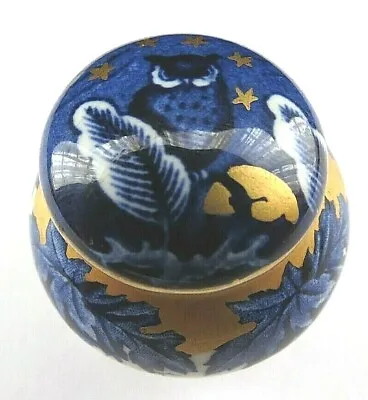 Coalport Circa 1890 Rare Miniature Blue Night Owl Patch Pot Pill Trinket Box • £58