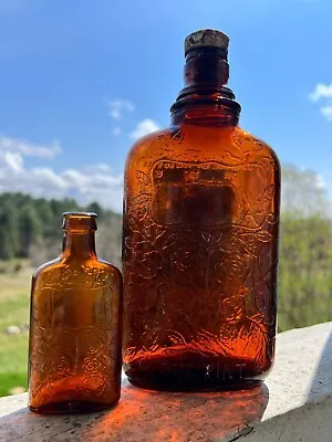 Pair Of Vintage Four Roses Whiskey Bottles Pint & Rare 1/10th Mini Medicinal • $67