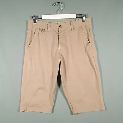 KANGOL Shorts Mens Medium Beige Regular Fit Bermuda Pre Loved Pants • £24.97