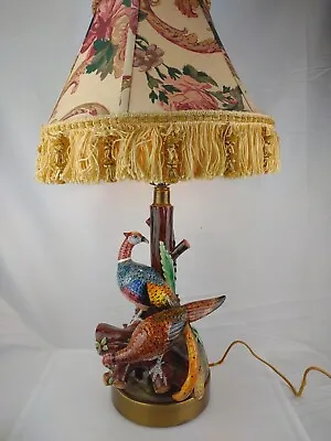 30  Tall Majolica Style Multicolor Ceramic Pheasant Table Lamp  • $438.37