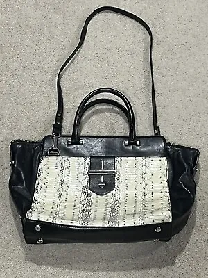 MILLY Makene Leather Snakeskin Handbag/Shoulder Bag Black White Color • $140