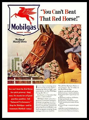 1940 Mobilgas Sign  You Can't Beat That Red Horse  Frederic Stanley Art Print Ad • $9.95