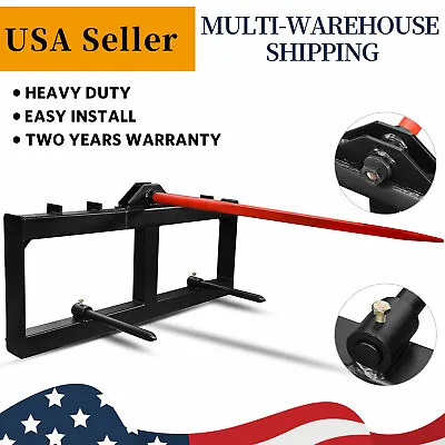 $309.99 • Buy Hay Bale Spear Skid Steer Tractor Loader Quick Tach Attachment Moving Hay Bale