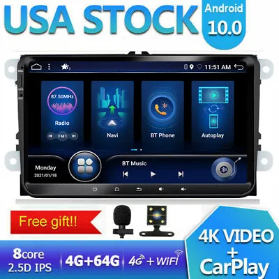 $191 • Buy 2 DIN 4G+64GB 9  Android 10 Car Radio Stereo GPS DSP CarPlay WIFI BT For VW Golf