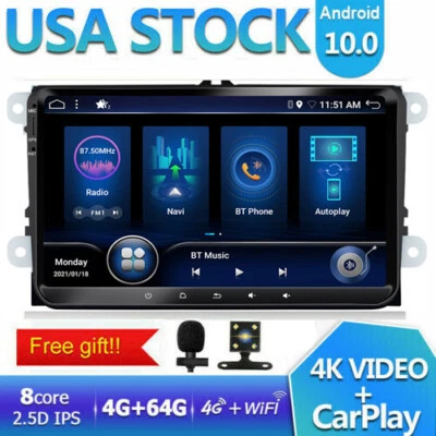 $191 • Buy 2 DIN 4G+64GB 9  Android 10 Car Radio Stereo GPS DSP CarPlay WIFI BT For VW Golf