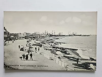 Tankerton Beach Looking West Whitstable Kent Old Postcard 1910s • £3